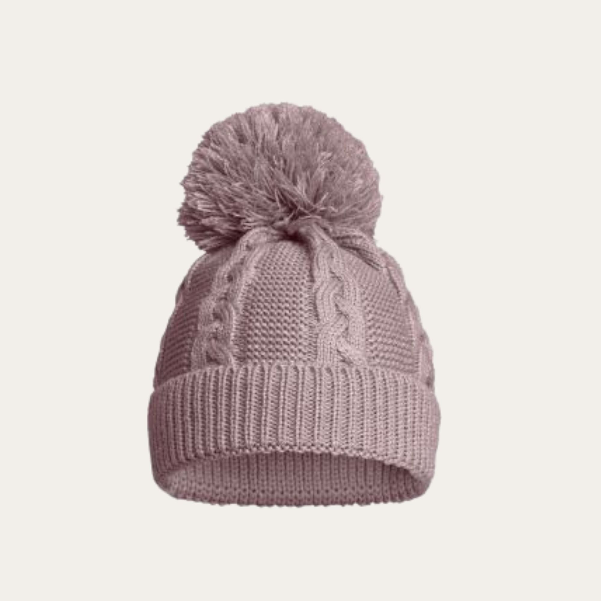 Recycled Cable Knit Hat NB-12m - Dusky Pink Baby Clothing