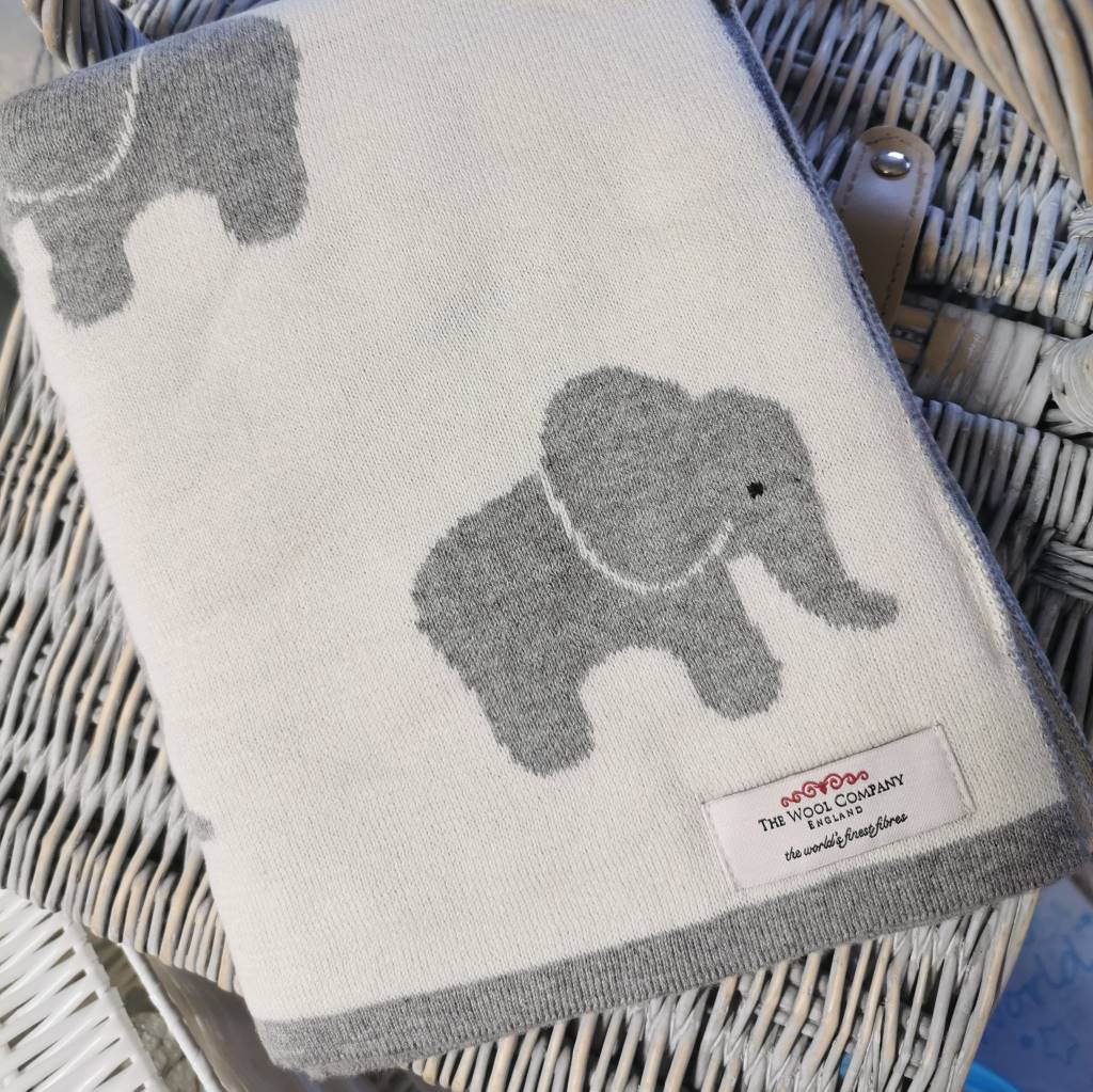 Lola Elephant Baby Blanket Cream and Dove Grey