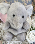 elephant soft toy for a baby in grey