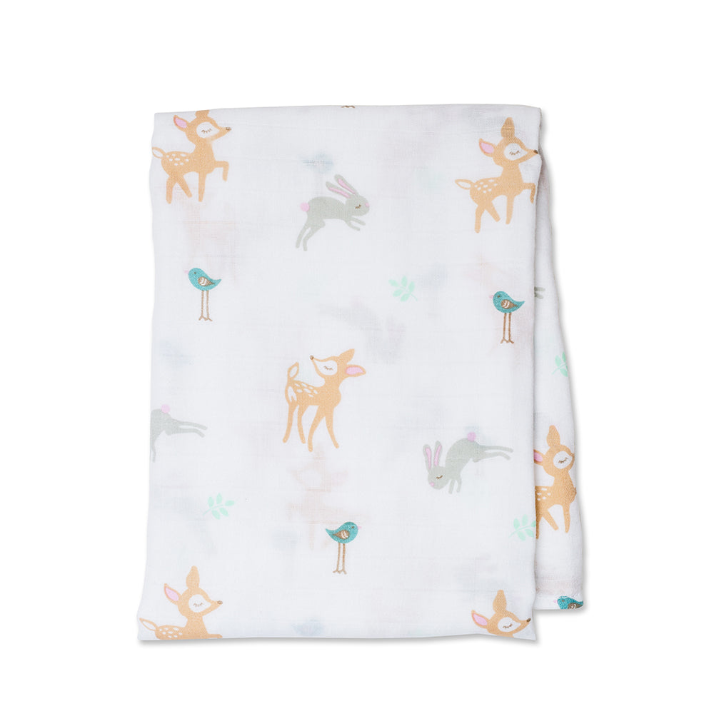 Large cotton muslin swaddle blanket measuring 100 x 100cm which can be used as a swaddling blanket, nursing cover up, buggie cover or burp cloth