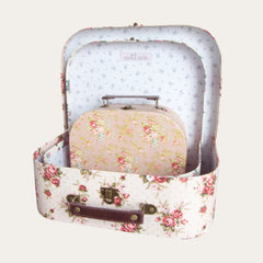 Vintage Rose Suitcases – Set of 3 | Floral Keepsake & Toy Storage