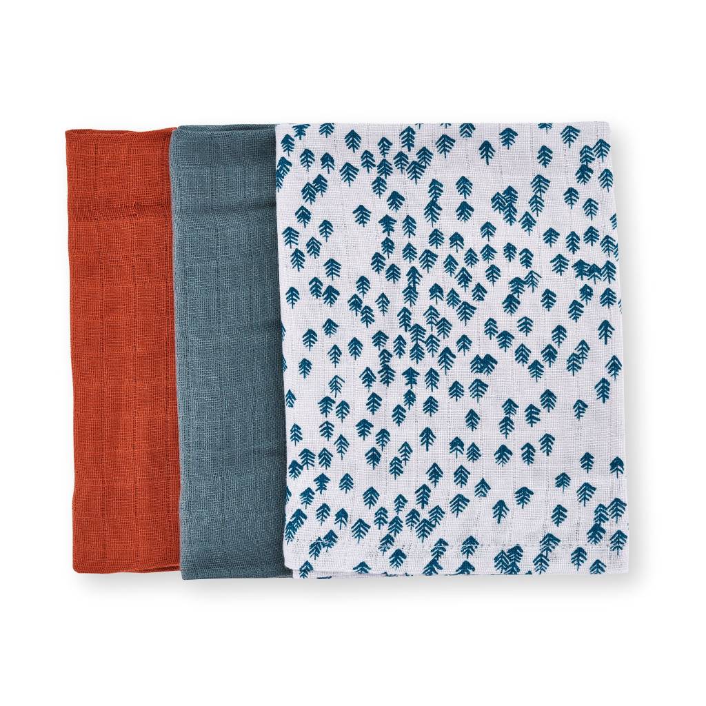 Organic Muslin Squares (pack of 3)  &#39;Forest&#39;