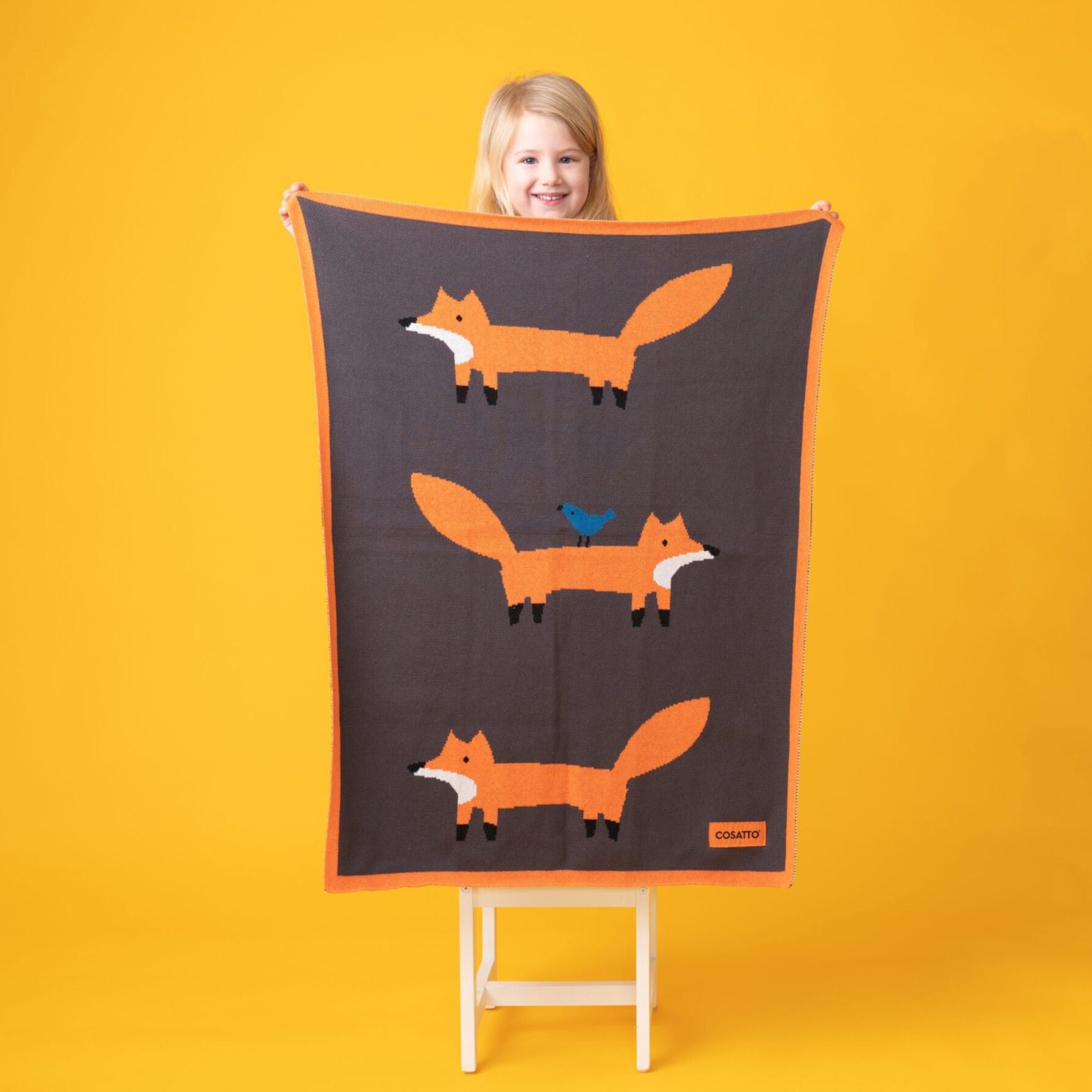 Cosatto heavy knit blanket with fox design. 