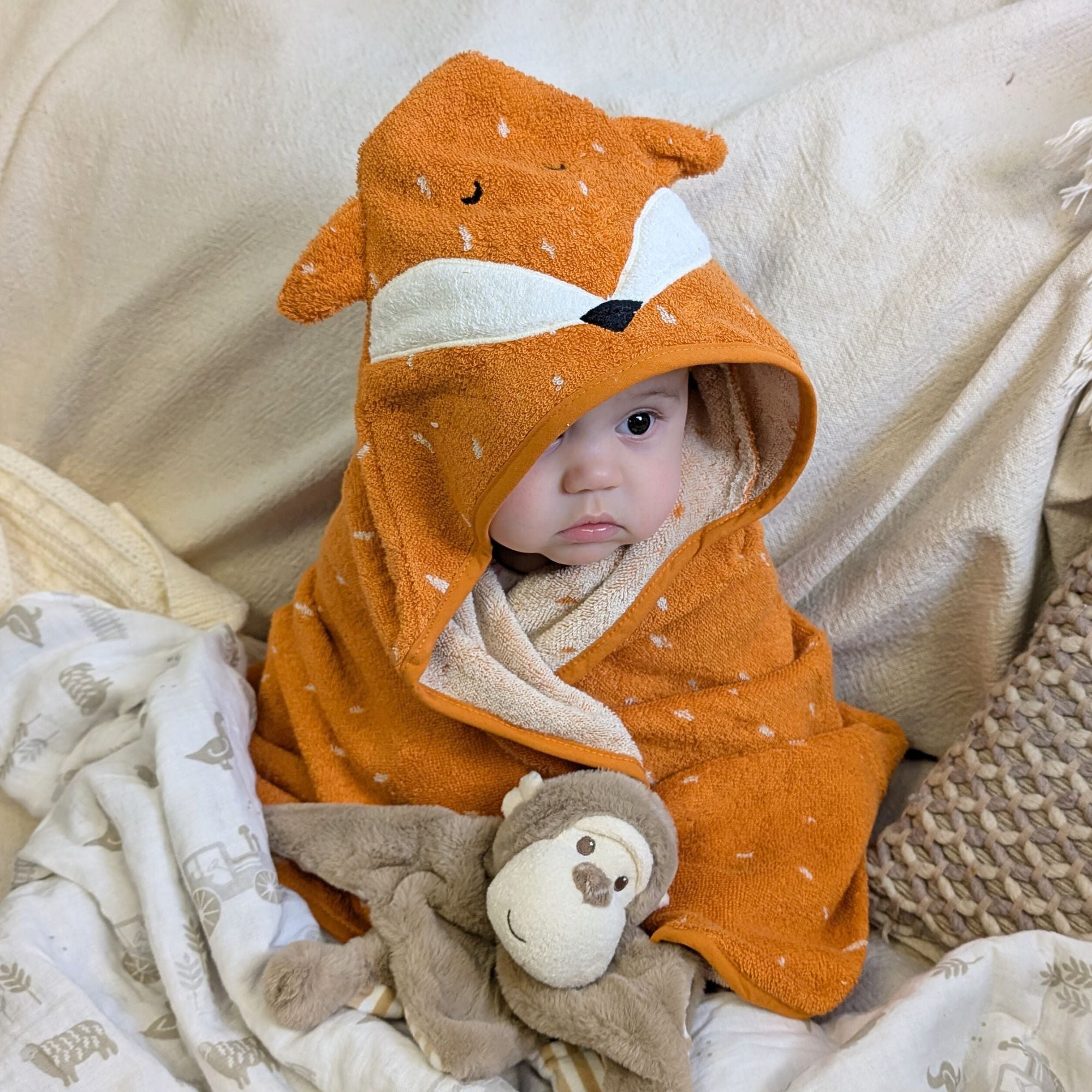 fox hooded baby bath towel mr fox, 