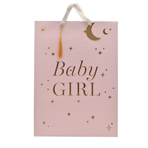 Extra Large Baby Girl Pink Gift Bag, perfect for baby shower gifts. Luxurious and durable, ideal for presenting baby clothes, toys, and essentials