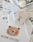 Gift wrapping for baby hampers.