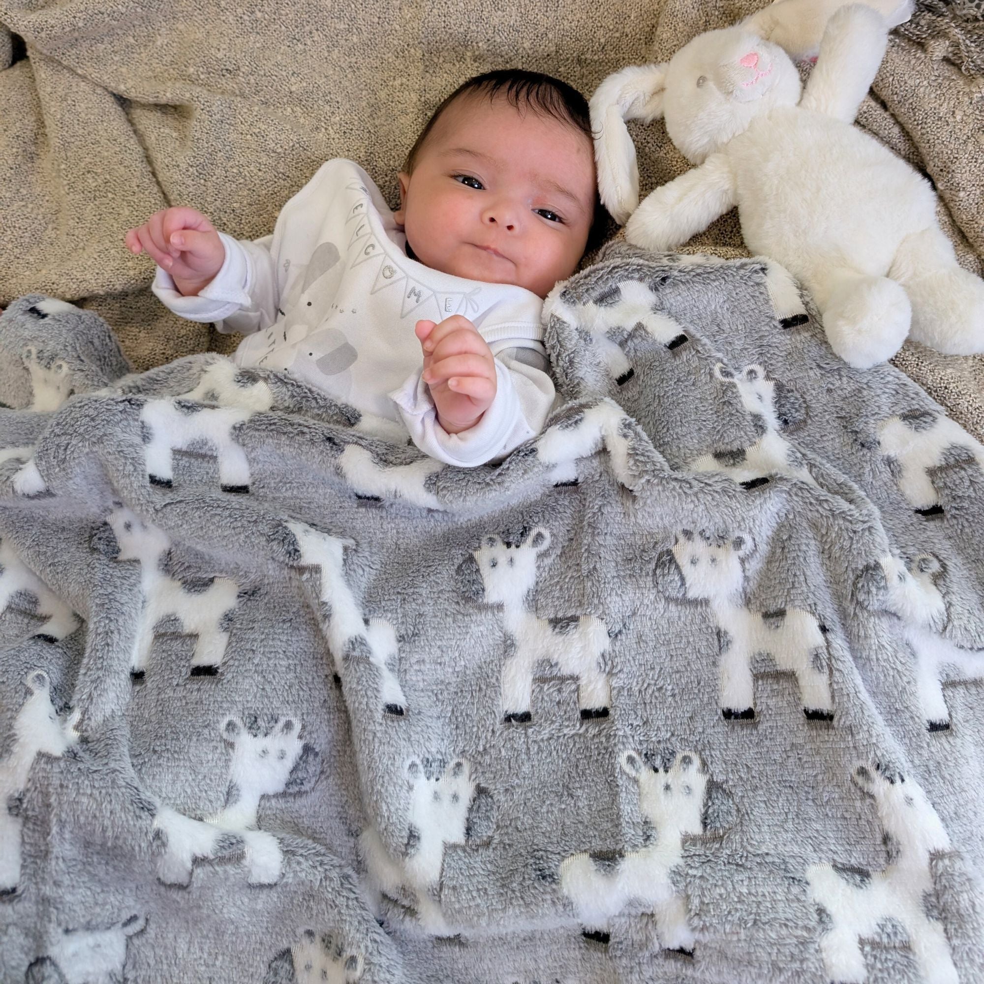 giraffe baby blanket grey and white fleece