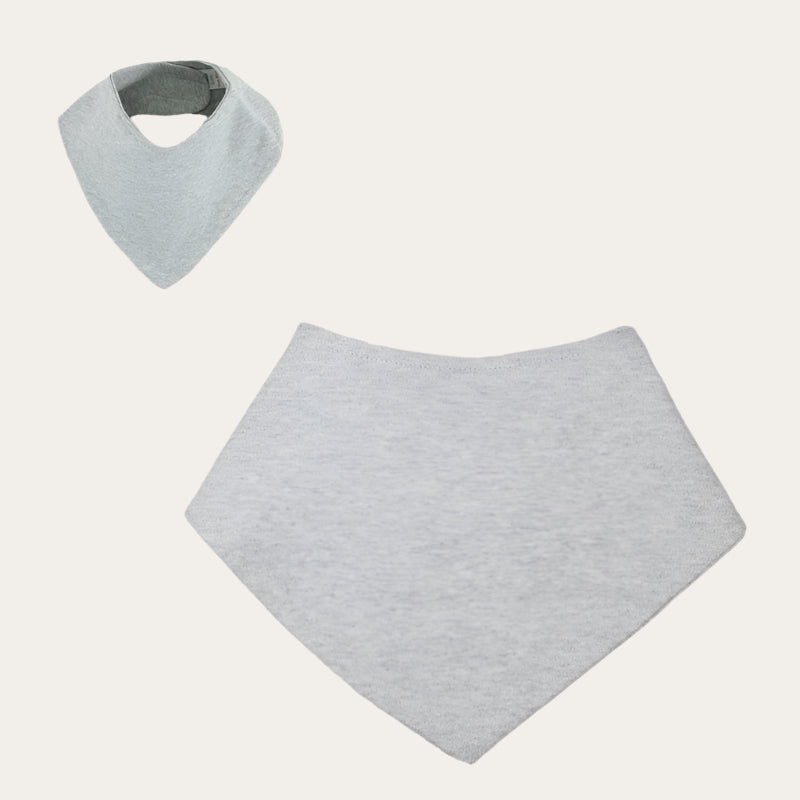 Plain grey bandana bib – 100% cotton baby accessory.