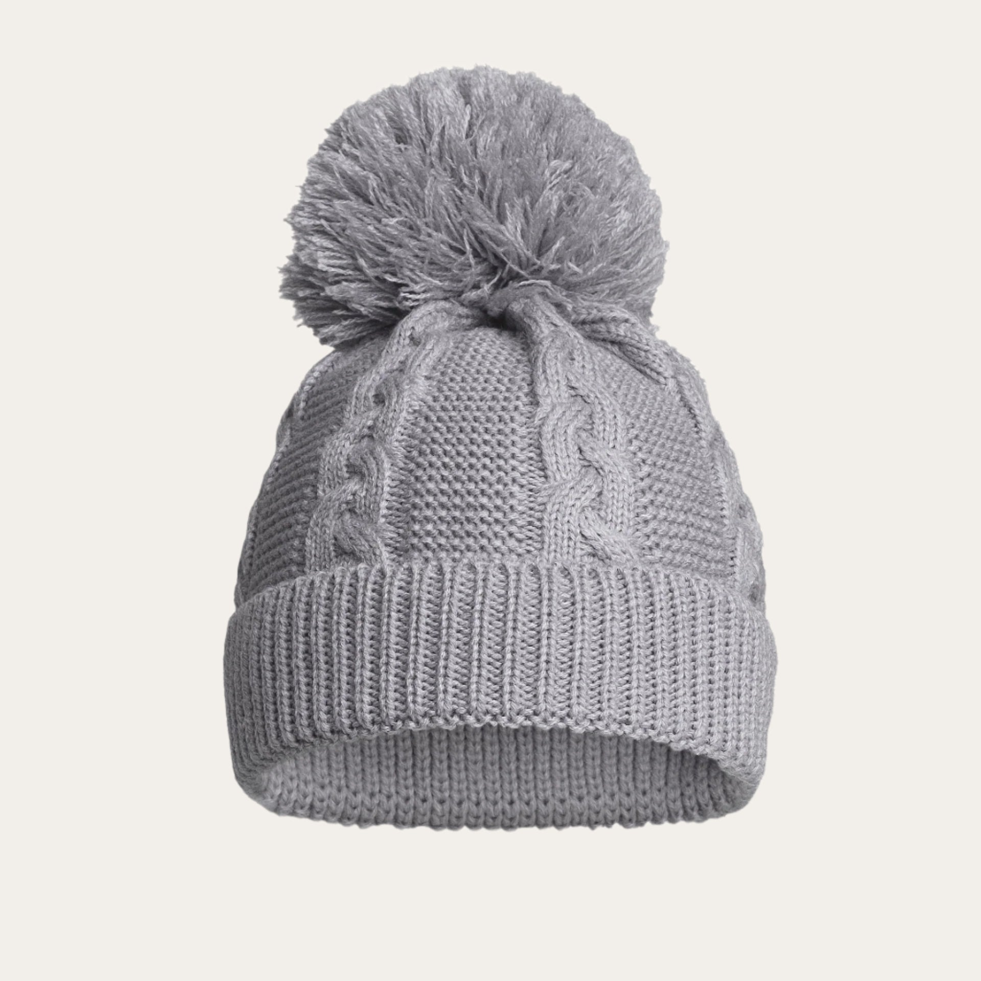 baby grey knit pompom hat