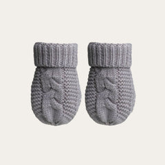 Recycled Cable Knit Baby Mittens Grey (0-12 Months)