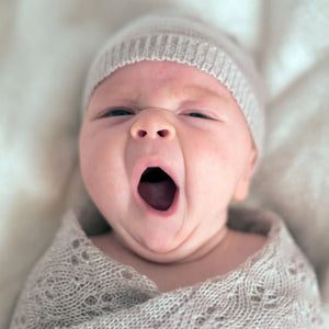 Deluxe, delicate grey knitted baby set including a hat, mittens and shawl. Soft and perfect for swaddling new baby. 