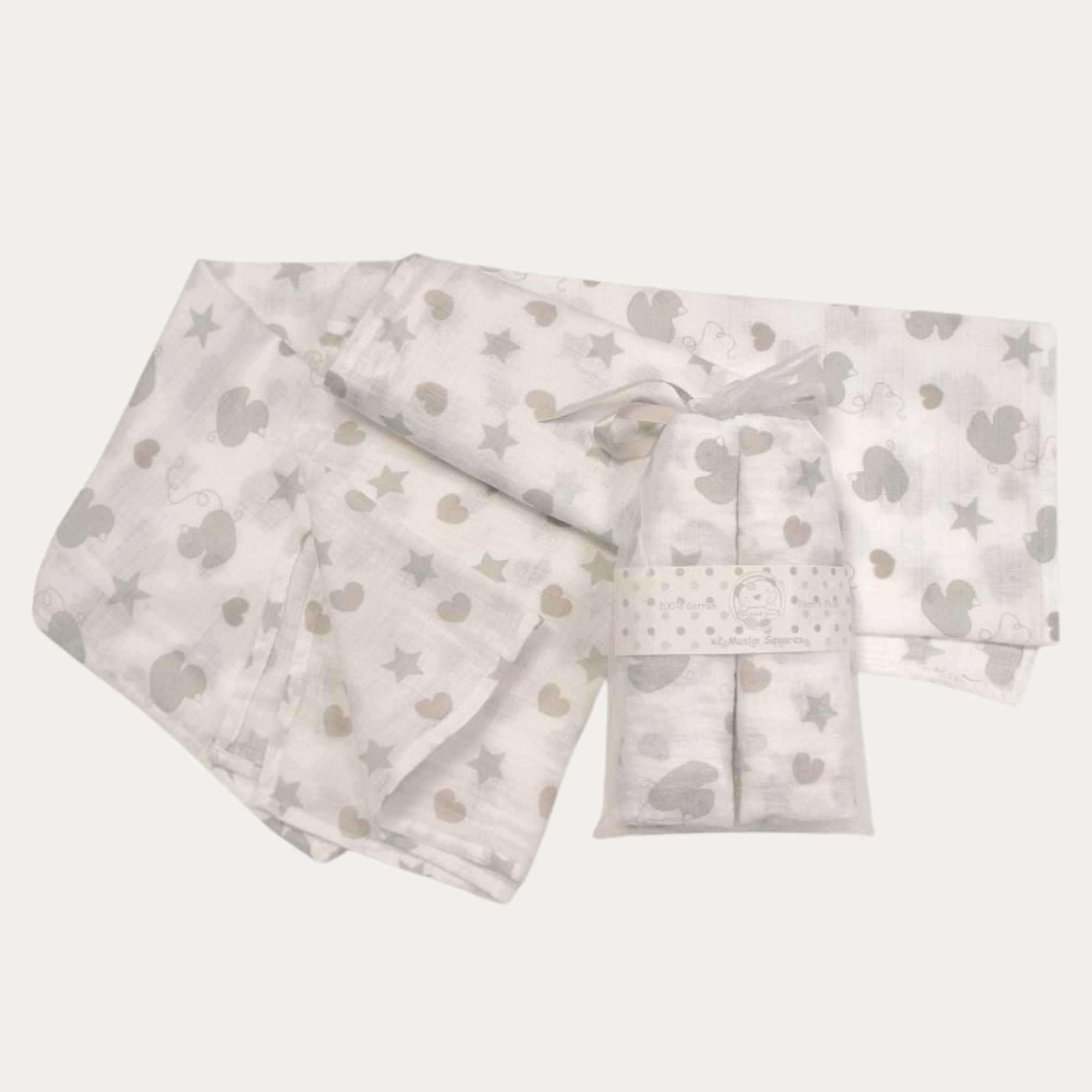 set of two muslin wraps grey and white