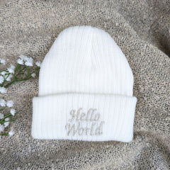 Knitted Baby Hat 'Hello World'