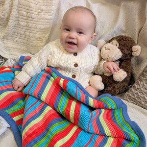 knitted stripe blanket for a baby