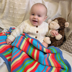 Multi Colour Knitted Stripe Blanket