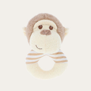 monkey baby ring rattle brown