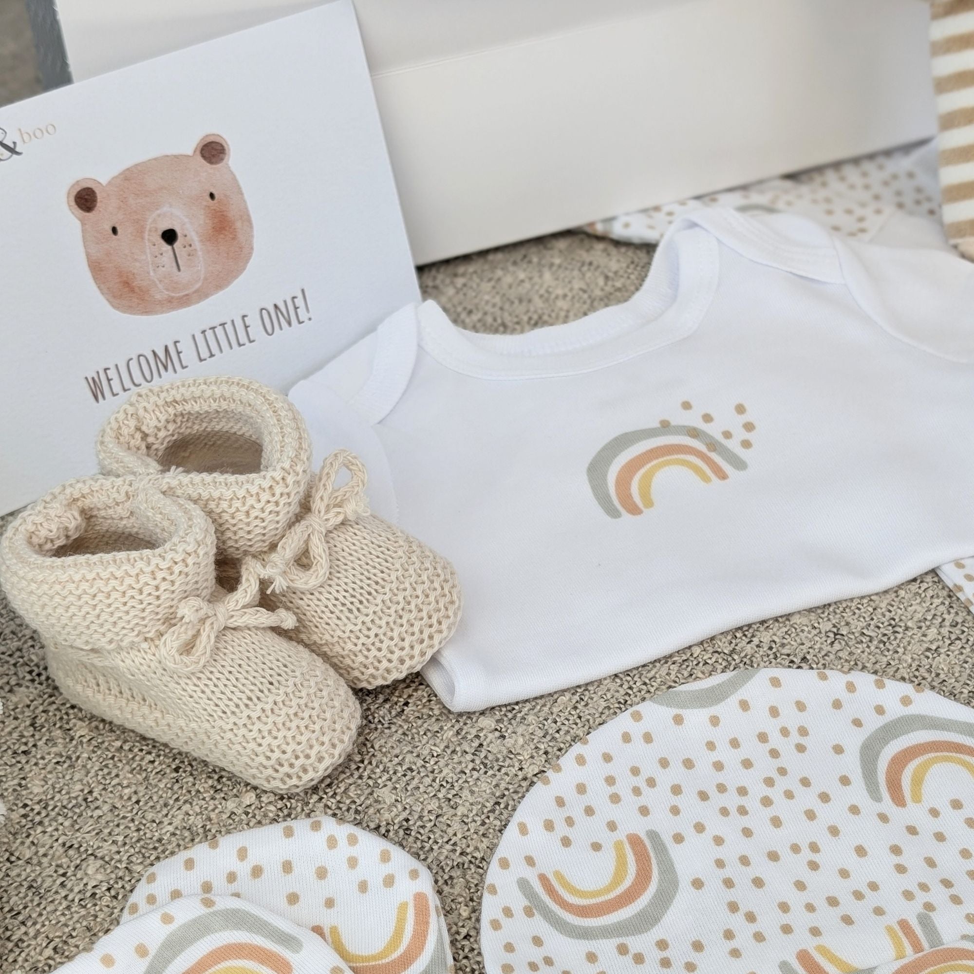 baby clothing set with rainbows