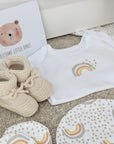 baby clothing set with rainbows