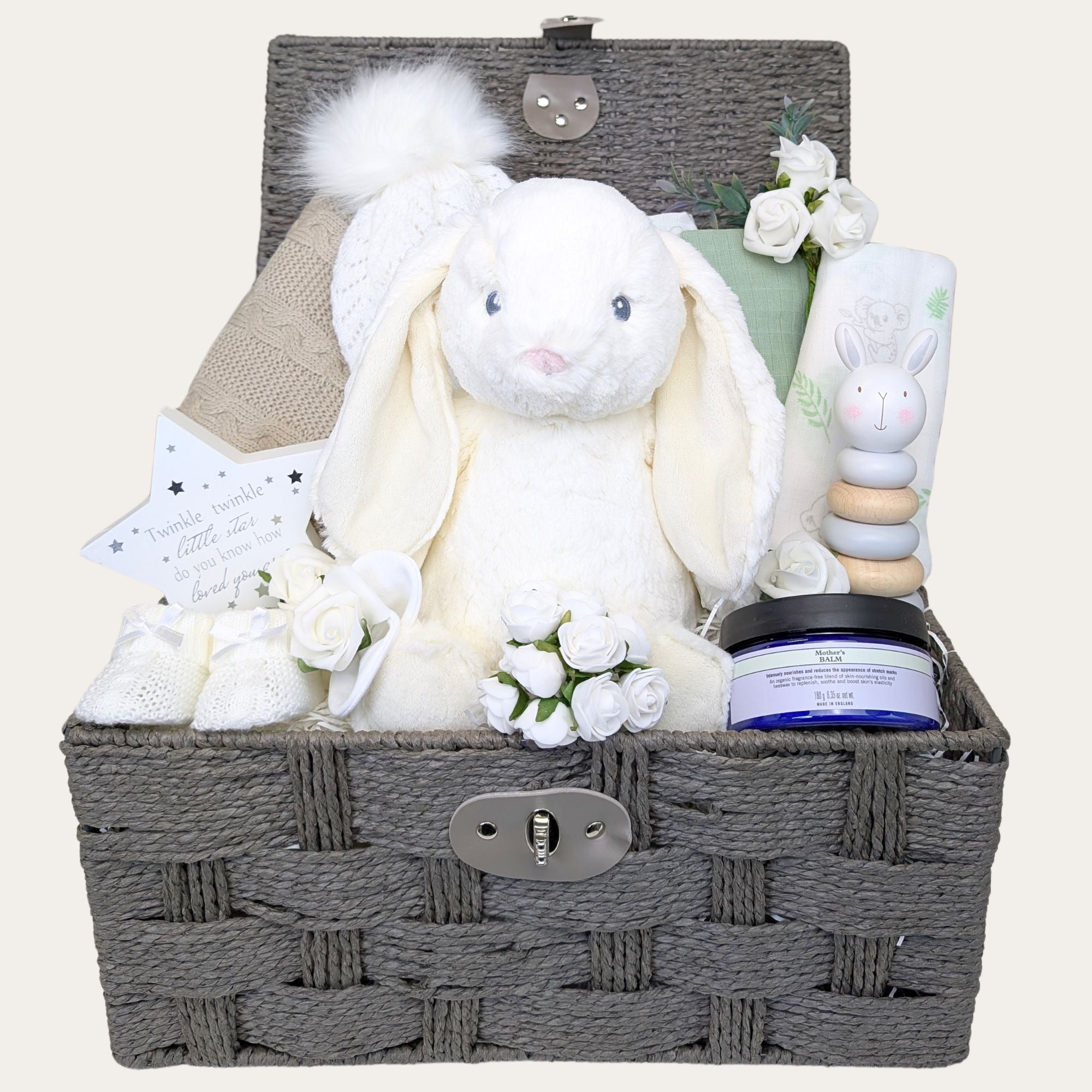 Neutral Mum To Be Gift Hamper, Bunny Delights & Skin Nourishing Oils