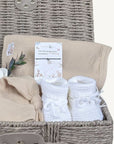 mum to be hamper basket bunny beige. Includes bunny, hat, bib, booties and bracelet.