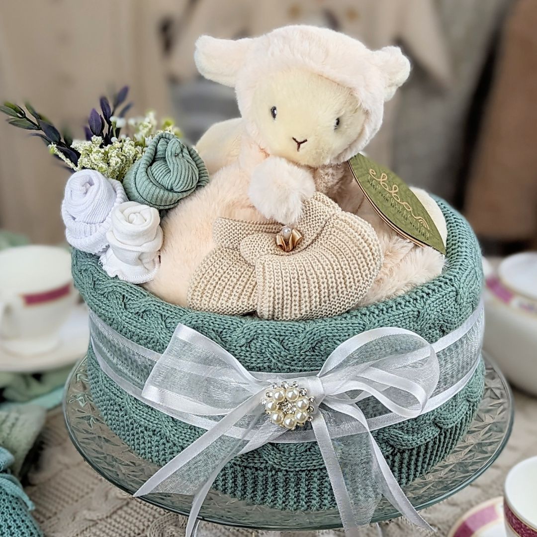 3 Tier NewBorn Baby Girl Gift Posy Nappy Cake (Organic Bunny) - Baby Moi