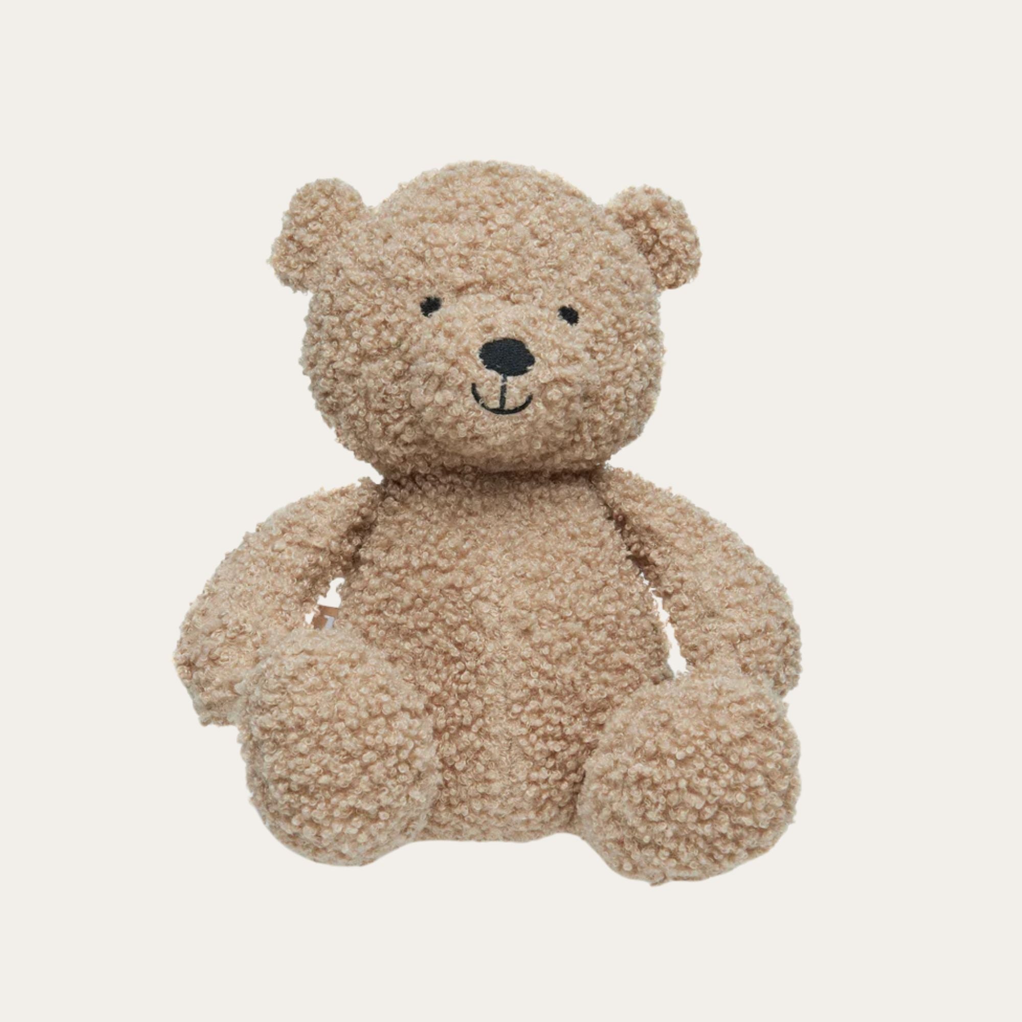 Soft Cuddly Bouclé Teddy Bear in Biscuit sitting upright