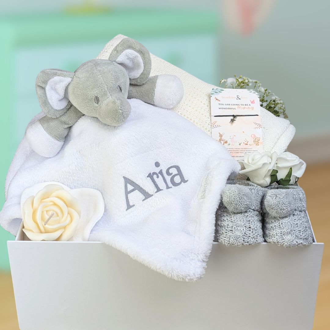 Deluxe custom baby gift basket – Emma- more colors available | Kidoodles Inc