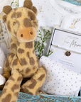 giraffe soft toy and new mum silver plated bracelet for mum