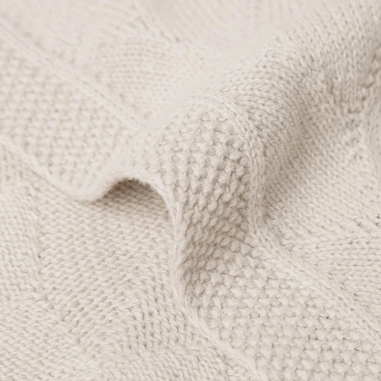 unisex baby shell knit blanket in a soft nougat colour