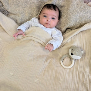 organic beige baby blanket muslin cotton