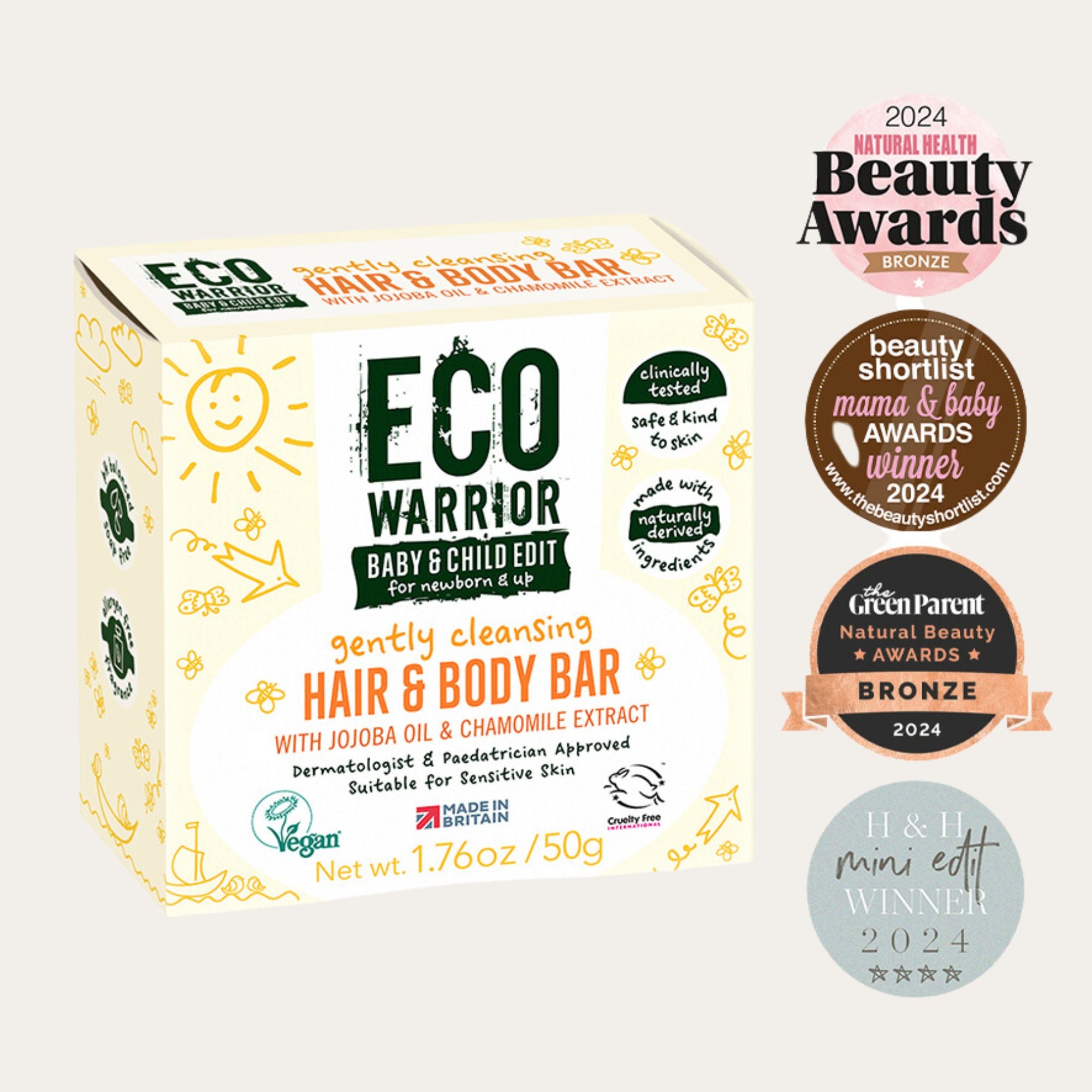 eco warrier baby and child hair and body bar suitable for sensitive skin