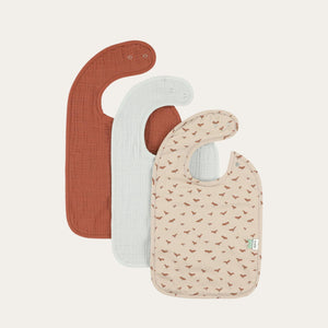 organic bib gifts set for a baby babbling birds