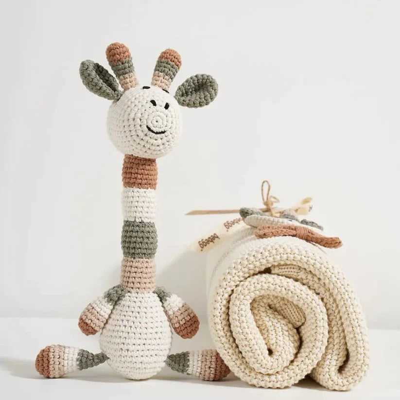 Crochet giraffe toy and blanket