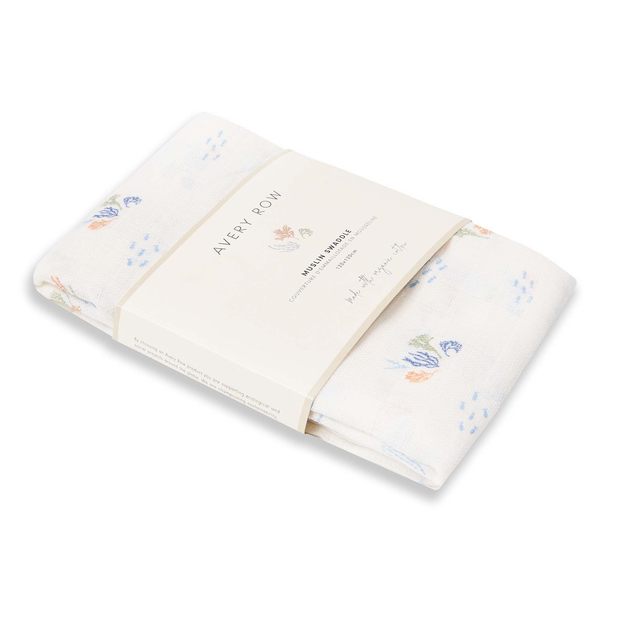 Organic Baby Muslin Swaddle &#39;Coastline&#39;, Baby Swaddle