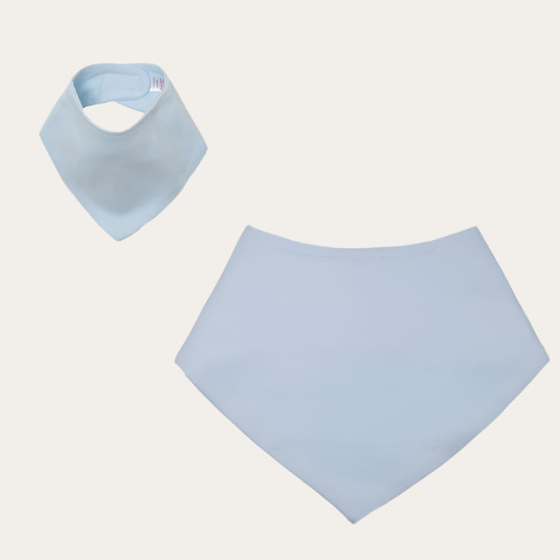 Plain light blue bandana bib – 100% cotton baby accessory.