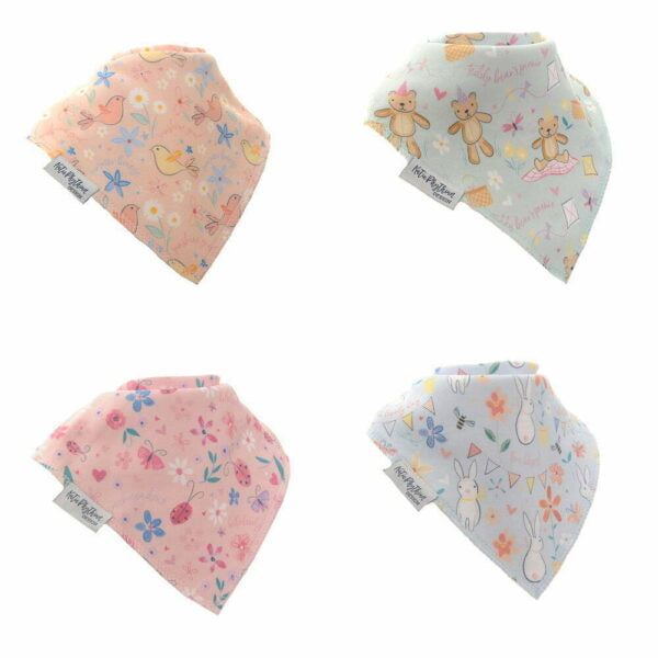 4 Pack of Pastel Print Dribble Bibs