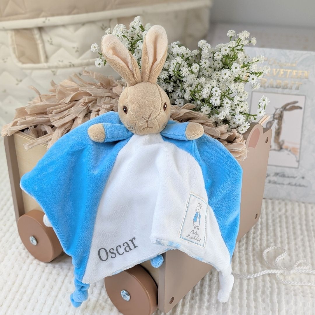 personalised peter rabbit baby comforter 