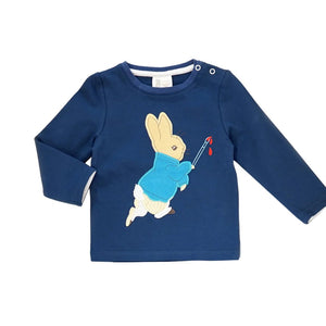 Navy long-sleeve top with Peter Rabbit design