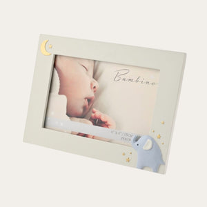 photo frame with a little elephant to welcome a new baby