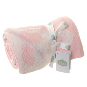 pink baby blanket with hearts