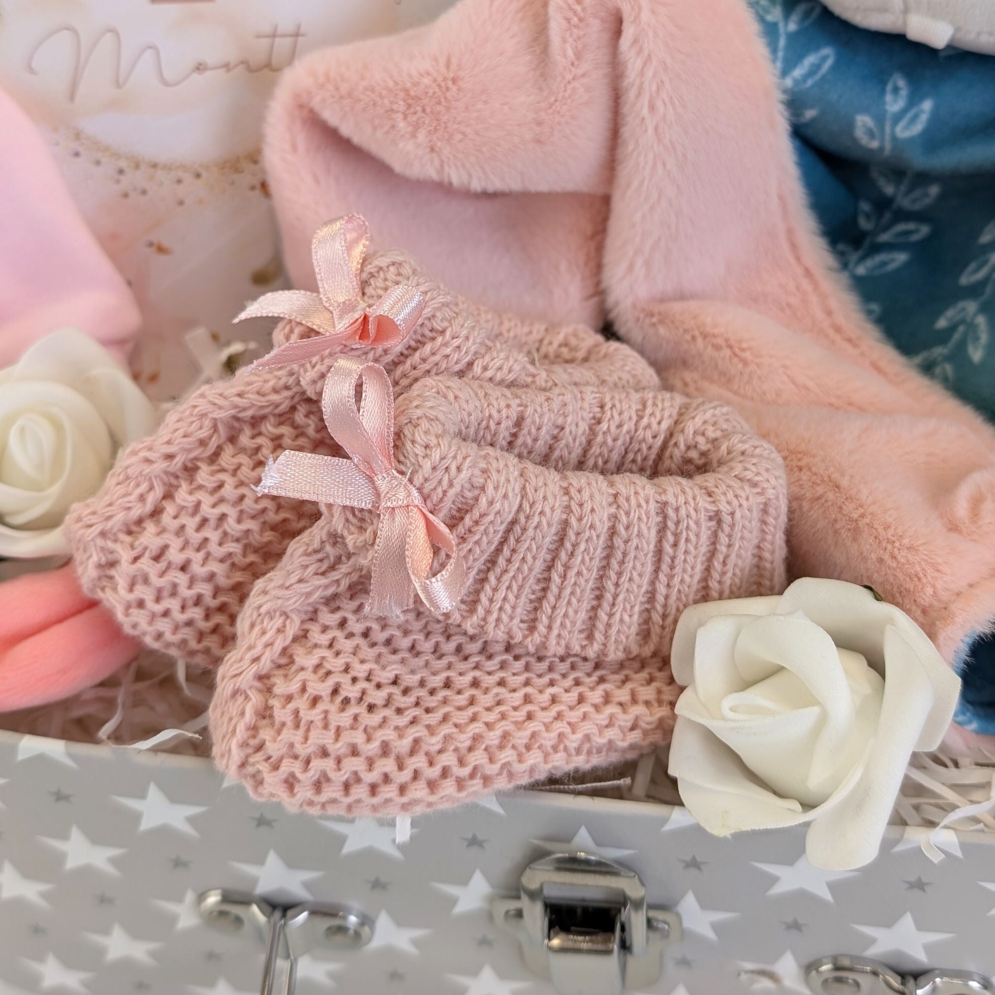 dusky pink baby booties