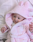 Personalised pink baby girl dressing gown.