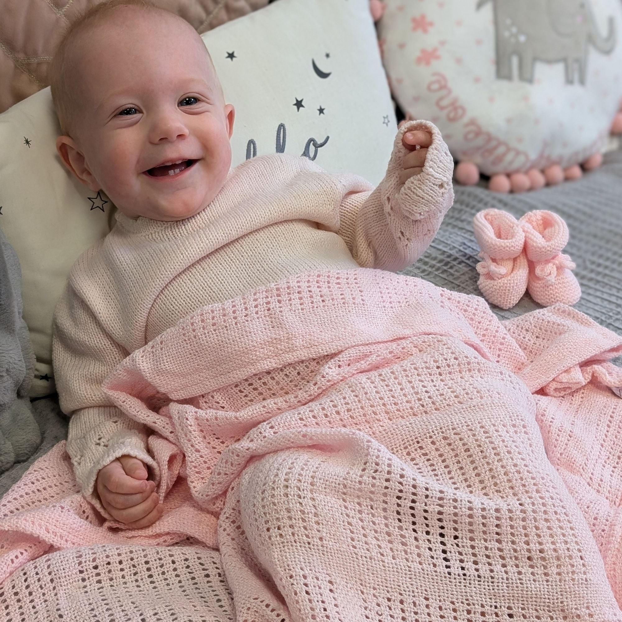 pink cellular baby blanket