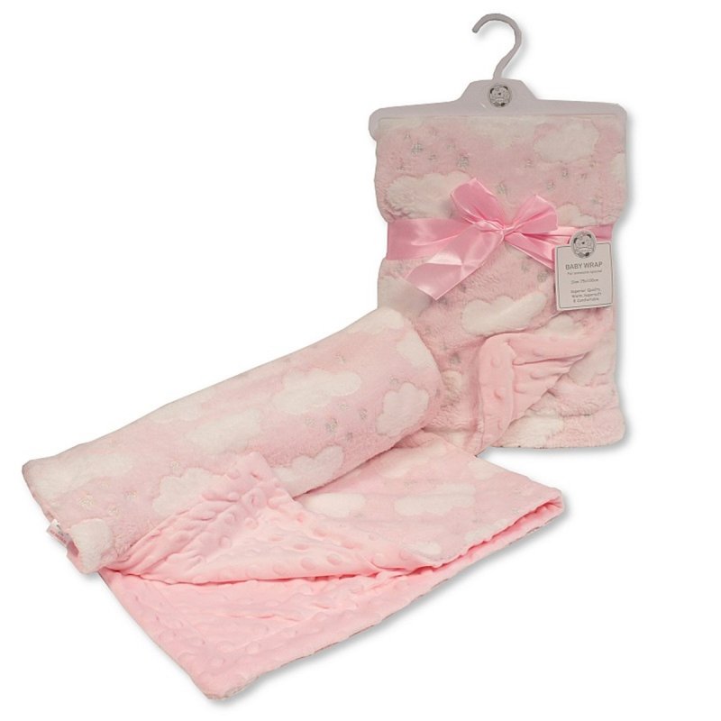 Soft pink cloud blanket wrap with dimple back