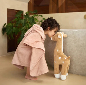 Wild rose terry towelling hooded bath cape for ages 1-4 100% soft cotton, absorbs moisture quickly, gentle on baby’s skin, cozy and warm bumbles and boo