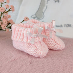 Baby Knitted Pink Booties 0-3 Months