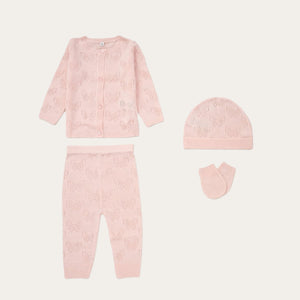 pink knit baby girls clothing gifts set with butterfly design