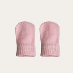 Pink Brushed Cotton Knit Baby Mittens (0-12 Months)