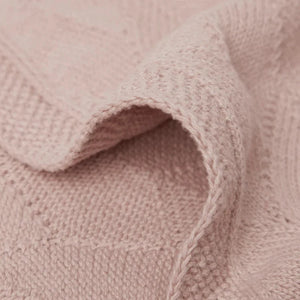 baby organic  shell knit blanket in a soft rose pink colour