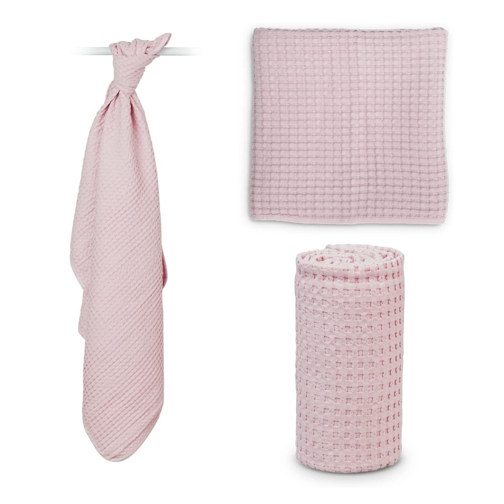 pink waffle blankets organic soft cotton